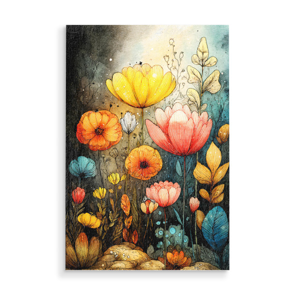 Holzbild "Bunter Garten (matart)" artboxONE - Natur,Floral - Blumen,Garten,Natur,Modern,Kunst