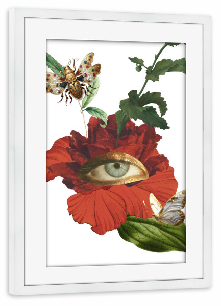 Poster mit Rahmen weiß "The Gilded Observer" artboxONE - Floral,Abstrakt
