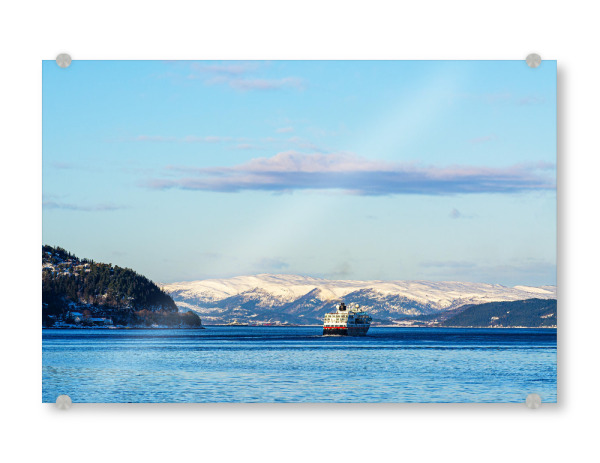 Acrylglasbild "Berge und Schiff in Norwegen" artboxONE - Natur,Reise,Reise / Strand und Meer,Reise / Länder