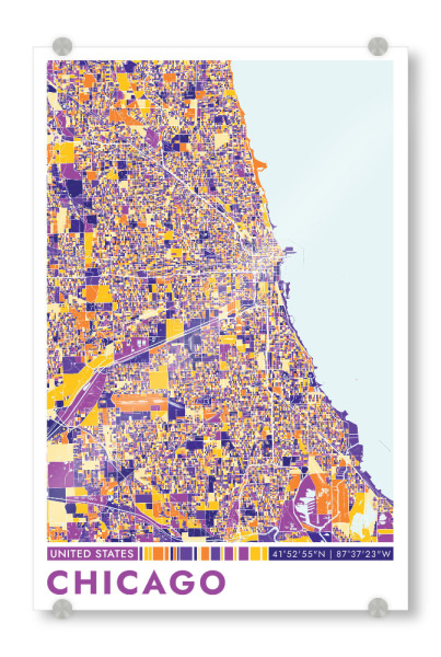 Acrylglasbild "Chicago Color" artboxONE - Städte / Chicago,Kartografie