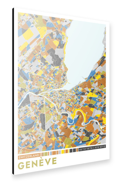 Alu-Dibond "Stadt Genève Colormap" 75x50 cm artboxONE