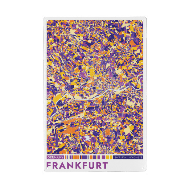 Metall Poster "Frankfurt Color" artboxONE - Städte / Frankfurt,Kartografie