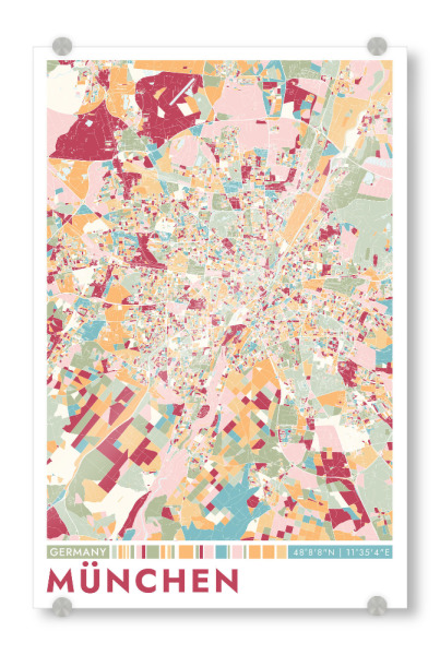 Acrylglasbild "Colormap München" artboxONE - Städte / München,Kartografie