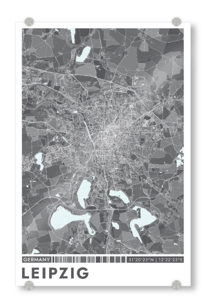 Acrylglasbild "Leipzig Color Map" artboxONE - Städte / Weitere,Kartografie
