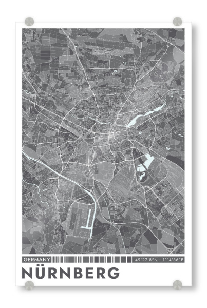 Acrylglasbild "Nürnberg City Color" artboxONE - Städte / Weitere,Kartografie