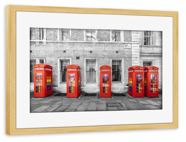 Poster mit Rahmen kiefer "LONDON Farben der Vielfalt" artboxONE - Städte / London,Schwarzweiß,Architektur