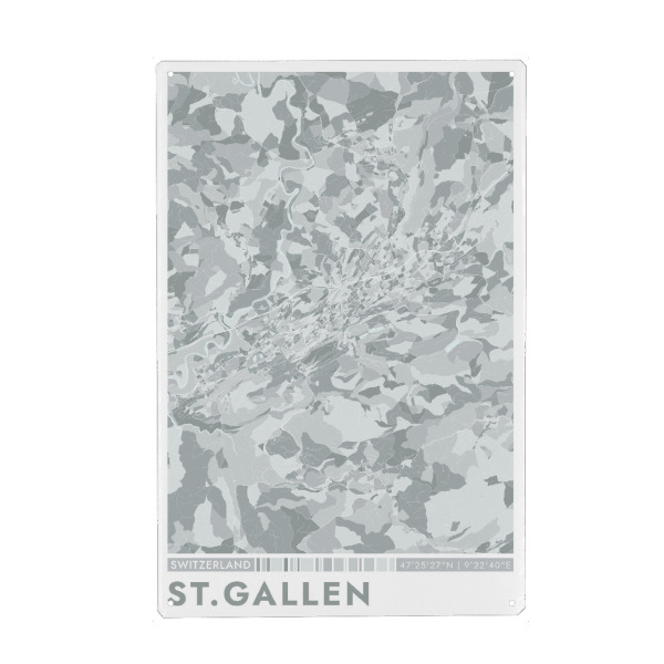 Metall Poster "City St. Gallen Color Map" artboxONE - Städte / Weitere,Kartografie