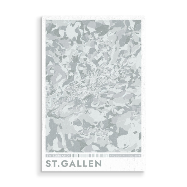 Holzbild "City St. Gallen Color Map" artboxONE - Städte / Weitere,Kartografie