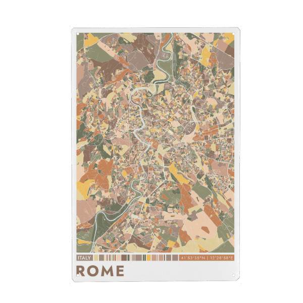 Metall Poster "Rom Color Map" artboxONE - Städte / Rom,Kartografie