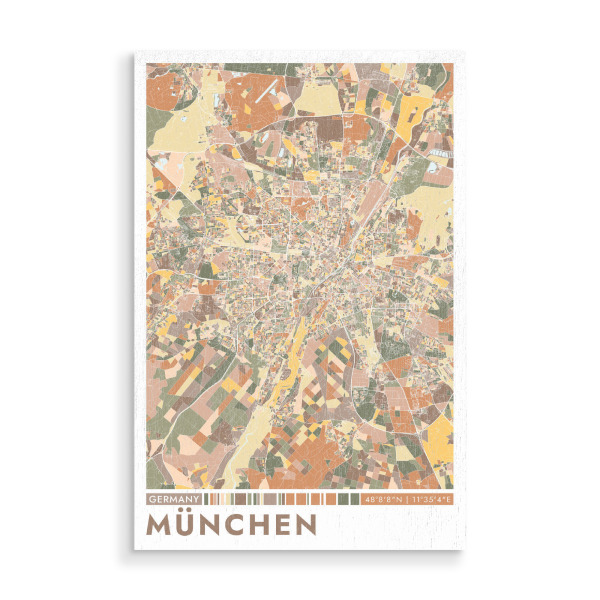 Holzbild "München Color Map" artboxONE - Städte / München,Kartografie