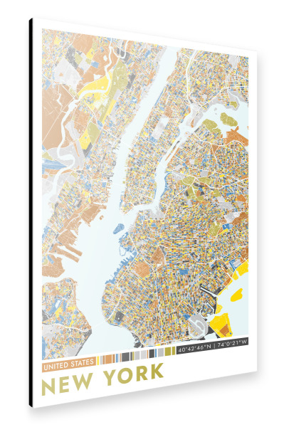 Alu-Dibond "Stadt New York Colormap" 75x50 cm artboxONE