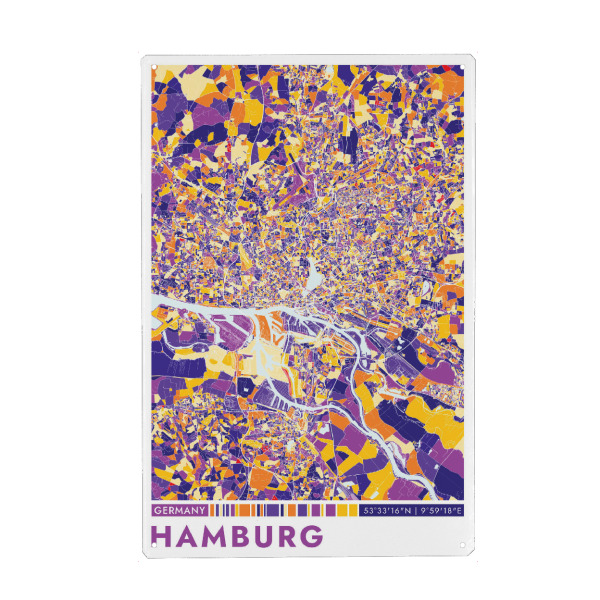 Holzbild "Hamburg Color" artboxONE - Städte / Hamburg,Kartografie