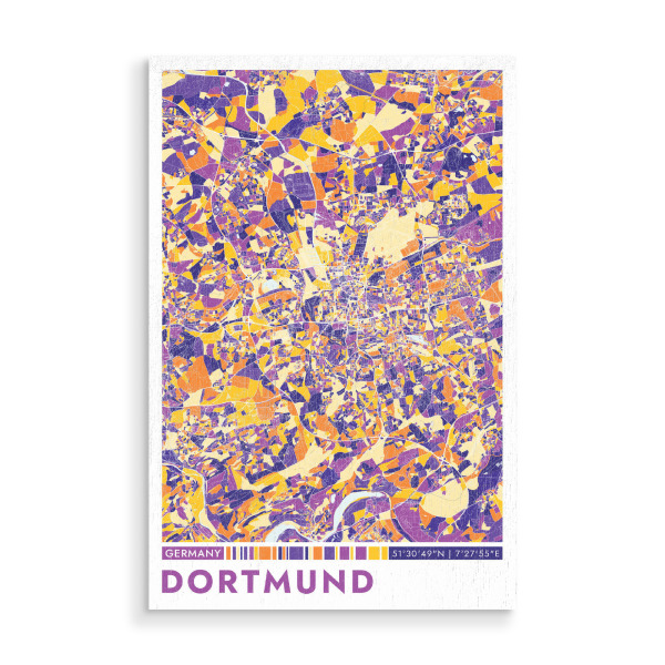 Holzbild "Dortmund Color" artboxONE - Städte / Weitere,Kartografie
