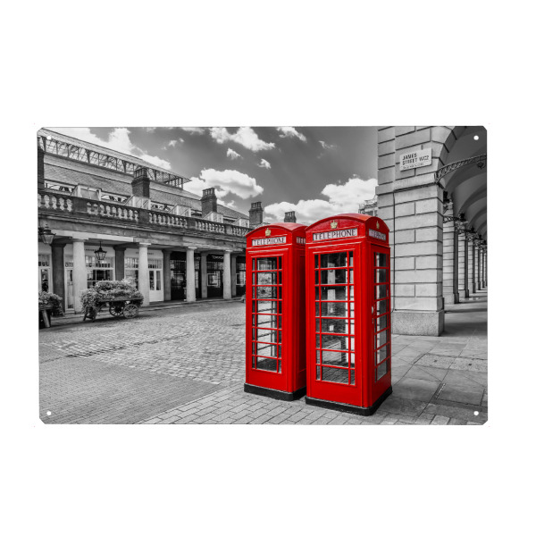 Metall Poster "Klassiker aus Covent Garden" artboxONE - Städte / London,Schwarzweiß,Architektur