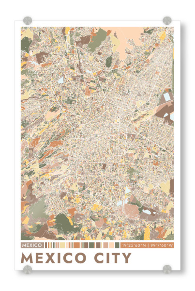 Acrylglasbild "Mexico City City Color" artboxONE - Städte / Weitere,Kartografie