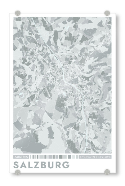 Acrylglasbild "City Salzburg Color Map" artboxONE - Städte / Weitere,Kartografie