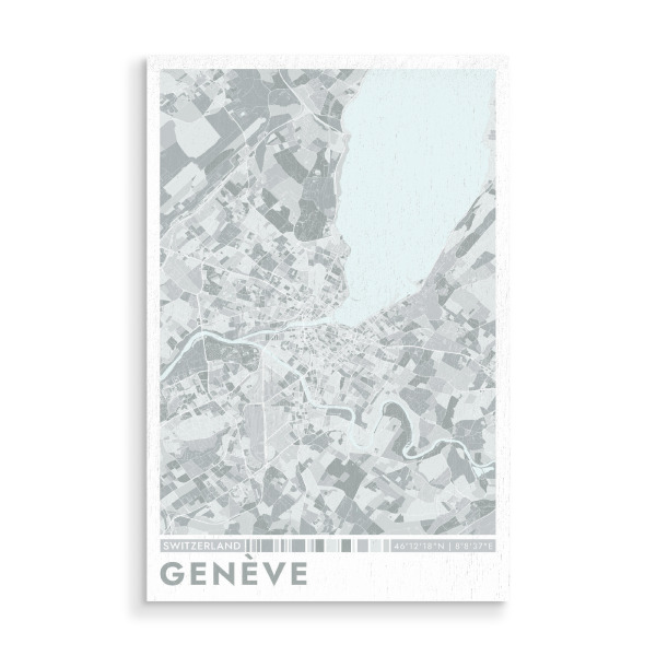 Holzbild "Colormap Genève" artboxONE - Städte / Weitere