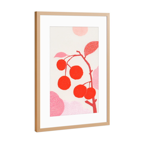 Poster mit Rahmen Kupfer "Kirschen Musterspiel" artboxONE - Natur,Abstrakt,Essen & Trinken / Obst & Gemüse