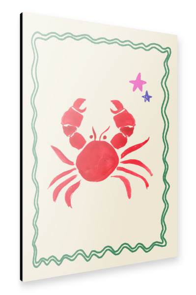 Alu-Dibond "Red Crab Kindergarten Illustration" 30x20 cm artboxONE