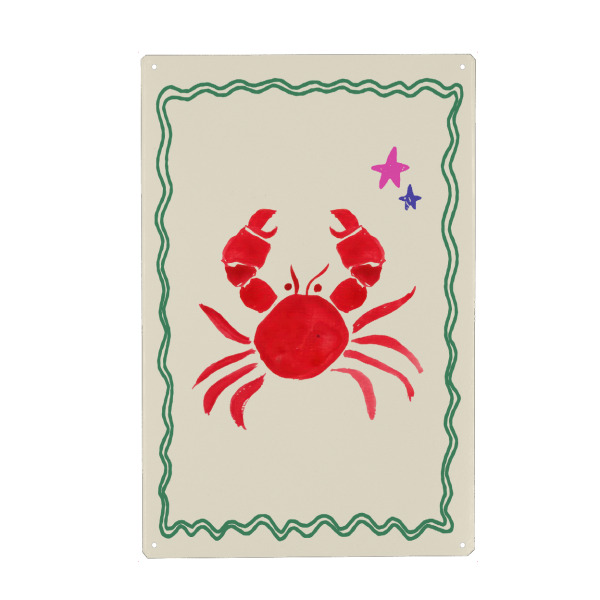 Metall Poster "Red Crab Kindergarten Illustration" artboxONE - Natur,Für Kinder,Tiere