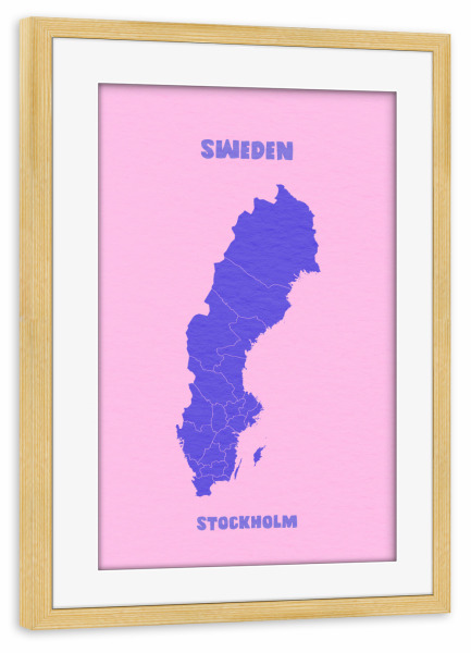 Poster mit Rahmen kiefer "Schweden Stockholm Karte" artboxONE - Städte,Reise,Städte / Stockholm