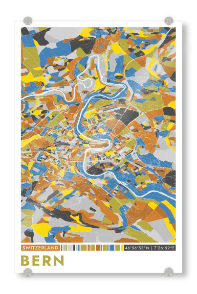 Acrylglasbild "Bern Color" artboxONE - Städte / Weitere,Kartografie