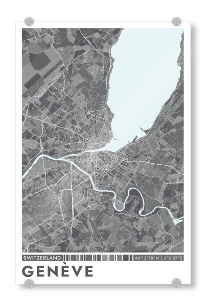 Acrylglasbild "Genève Color Map" artboxONE - Städte / Weitere,Kartografie