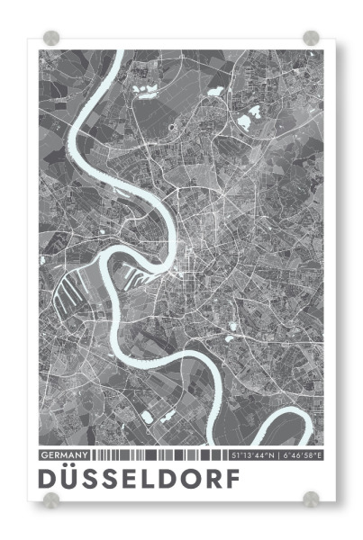 Acrylglasbild "Düsseldorf Color Map" artboxONE - Städte / Düsseldorf,Kartografie