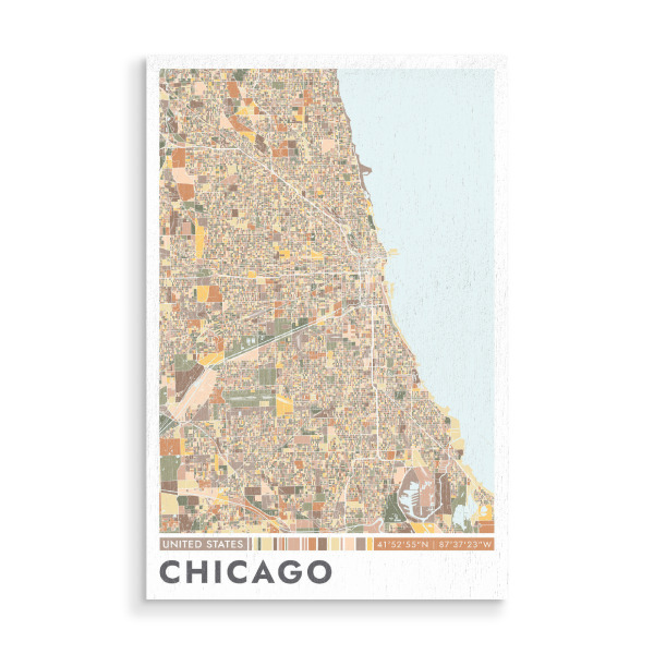 Holzbild "Chicago City Color" artboxONE - Städte / Chicago,Kartografie