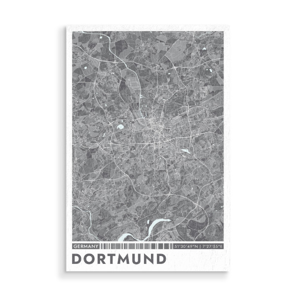 Holzbild "Dortmund Color Map" artboxONE - Städte / Weitere,Kartografie