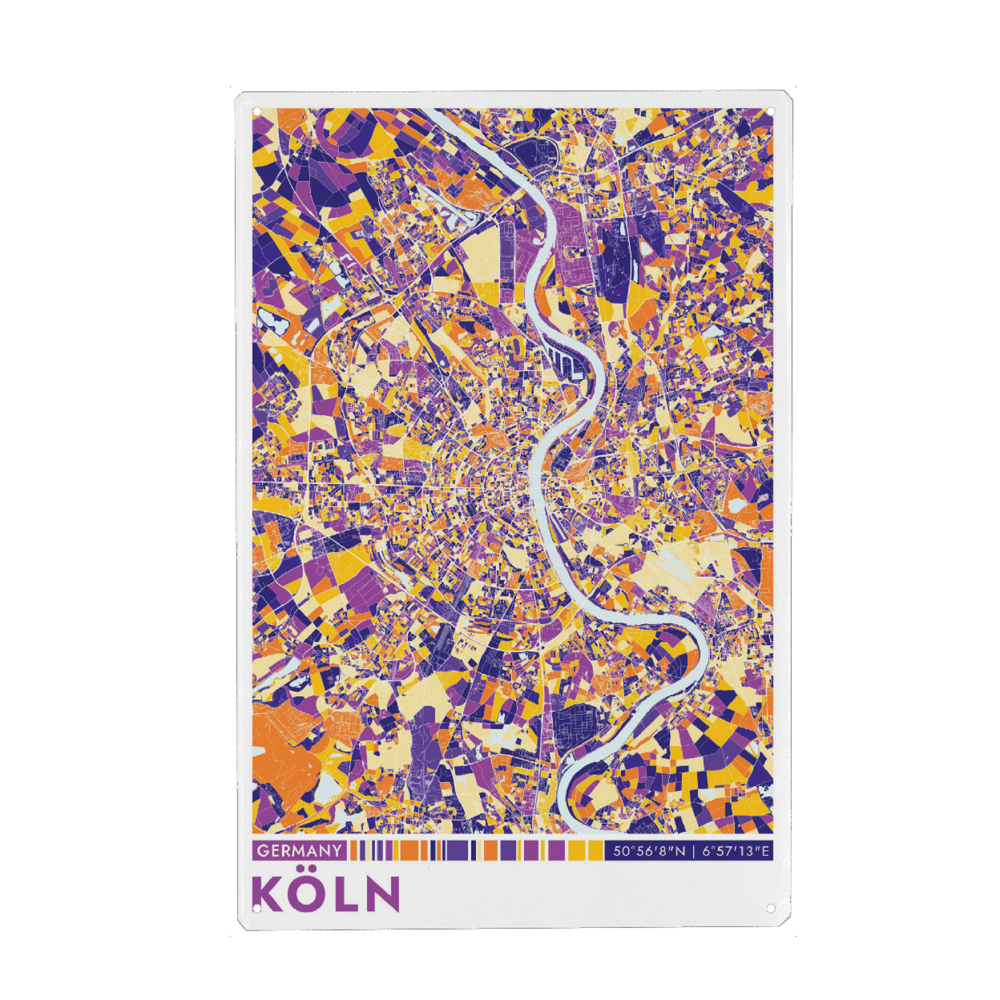 Metall Poster "Köln Color" artboxONE - Städte / Köln,Kartografie