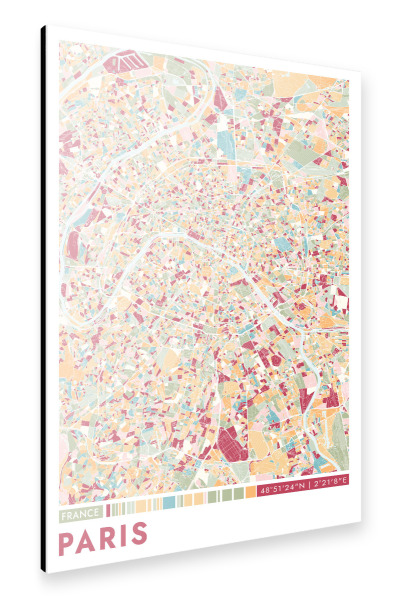 Alu-Dibond "Colormap Paris" 75x50 cm artboxONE