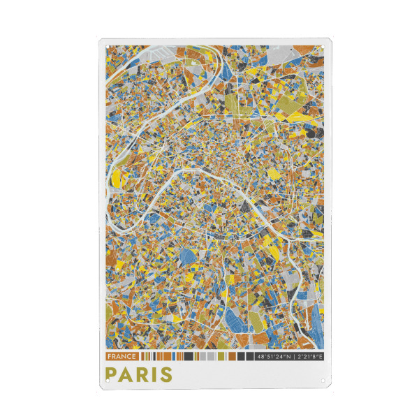 Holzbild "Paris Color" artboxONE - Städte / Paris,Kartografie