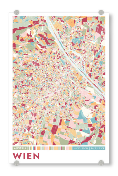 Acrylglasbild "City Wien Color Map" artboxONE - Städte / Wien,Kartografie