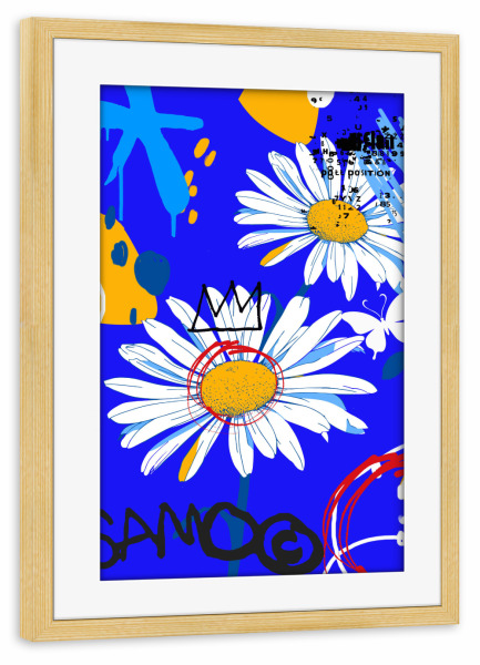 Poster mit Rahmen kiefer "Daisy Graffiti" artboxONE - Floral,Abstrakt