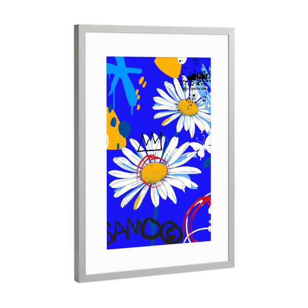 Poster mit Rahmen Silber "Daisy Graffiti" artboxONE - Floral,Abstrakt