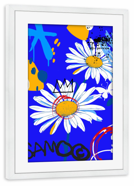 Poster mit Rahmen weiß "Daisy Graffiti" artboxONE - Floral,Abstrakt