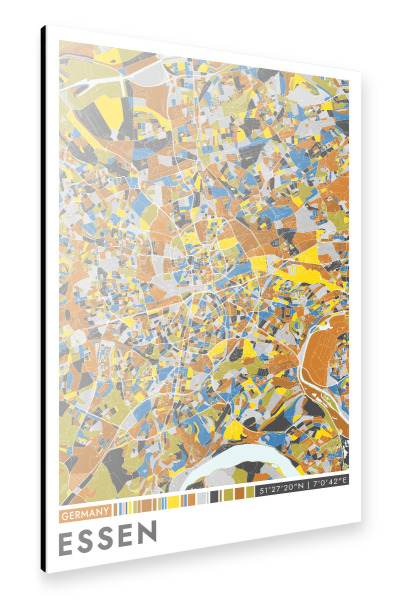 Alu-Dibond "Stadt Essen Colormap" 30x20 cm artboxONE