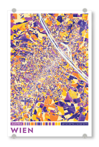 Acrylglasbild "Wien Color" artboxONE - Städte / Wien,Kartografie