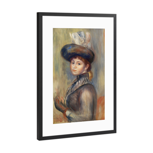 Poster mit Rahmen Schwarz (Metallic) "Mädchen in Graublau" artboxONE - Für Kinder,Menschen,Für Papa