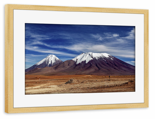 Poster mit Rahmen kiefer "Die Vulkanlandschaft" artboxONE - Natur,Reise - Bolivien,Altiplano,Vulkan,Landschaft,Südamerika,Andenn,Natur,Atacama,Wüste