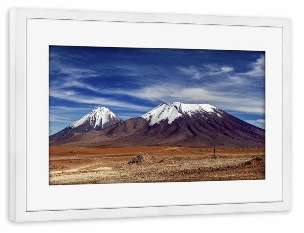 Poster mit Rahmen weiß "Die Vulkanlandschaft" artboxONE - Natur,Reise - Bolivien,Altiplano,Vulkan,Landschaft,Südamerika,Andenn,Natur,Atacama,Wüste