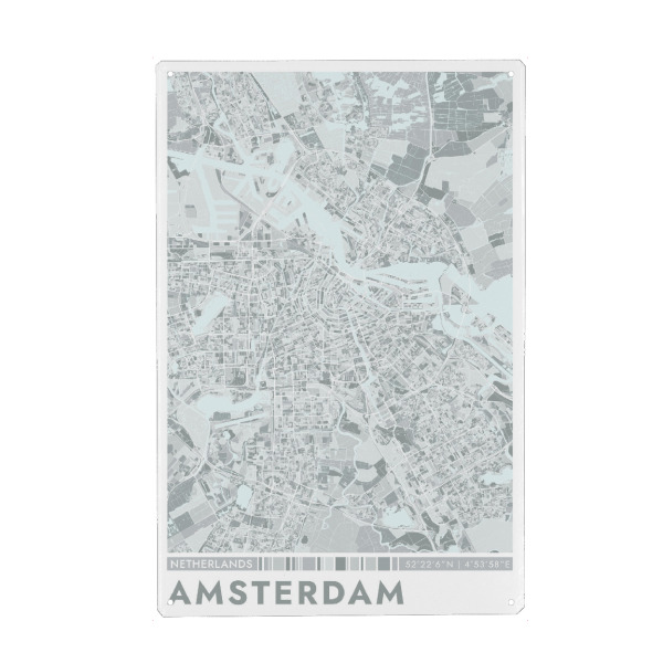 Holzbild "Colormap Amsterdam" artboxONE - Städte / Amsterdam,Kartografie