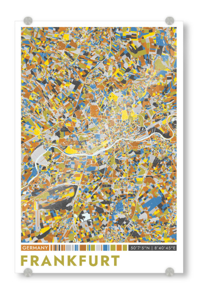 Acrylglasbild "Stadt Frankfurt Colormap" artboxONE - Städte / Frankfurt,Kartografie