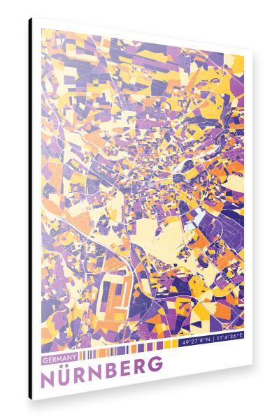 Alu-Dibond "Stadt Nürnberg Colormap" 30x20 cm artboxONE