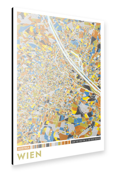 Alu-Dibond "Stadt Wien Colormap" 30x20 cm artboxONE