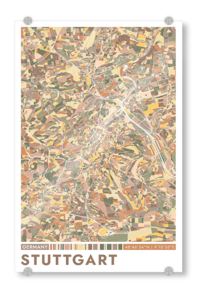 Acrylglasbild "Stuttgart City Color" artboxONE - Städte / Stuttgart,Kartografie