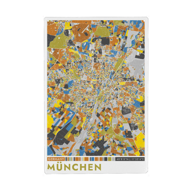 Holzbild "München Color" artboxONE - Städte / München,Kartografie