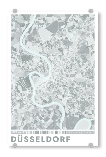 Acrylglasbild "Colormap Düsseldorf" artboxONE - Städte / Düsseldorf,Kartografie