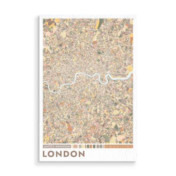 Holzbild "London City Color" artboxONE - Städte / London,Kartografie